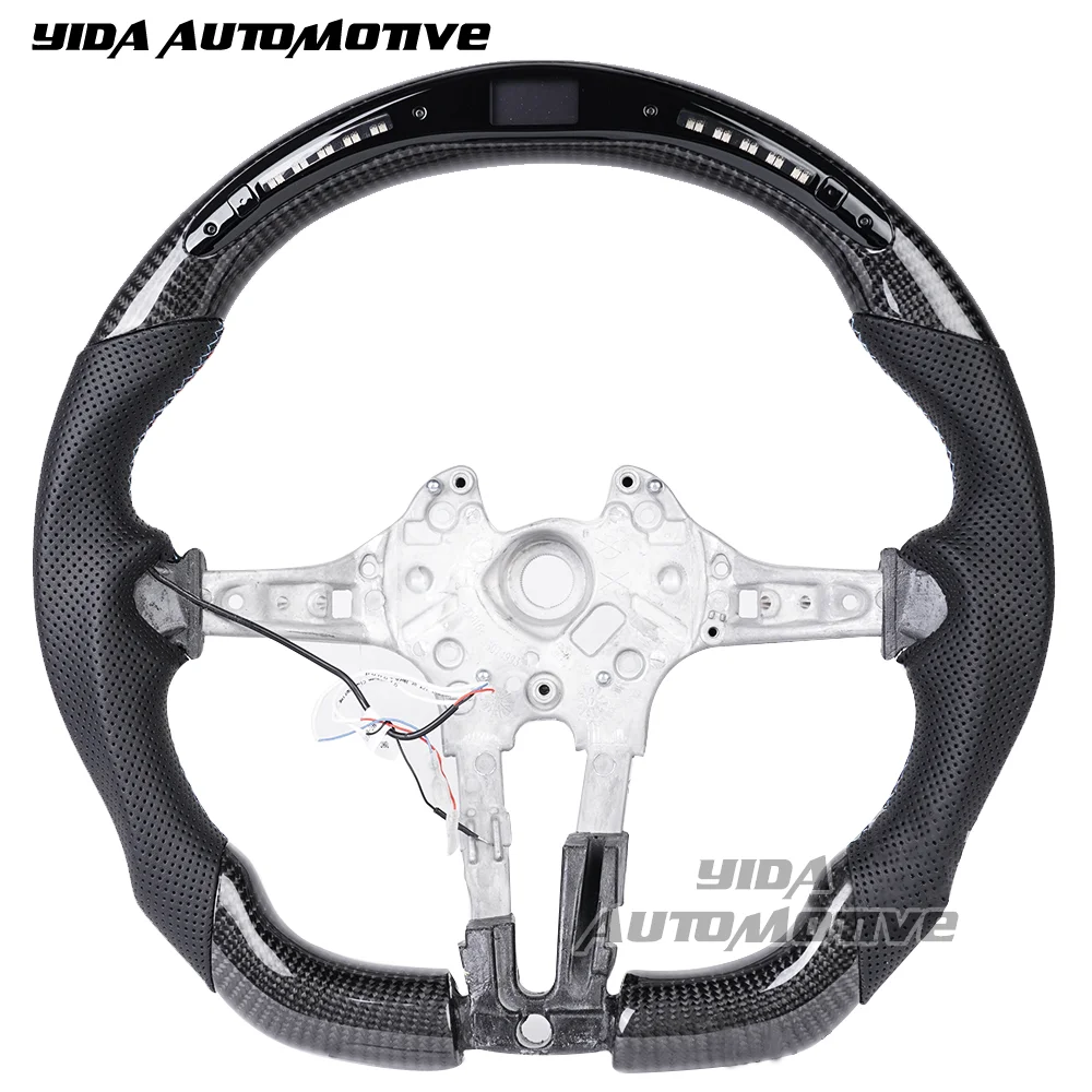 Niestandardowa podgrzewana kierownica samochodowa pasująca do BMW M2 M3 M4 F20 F80 F87 f30 340i 335i wydech 2014 LED RPM Kierownica z włókna węglowego
