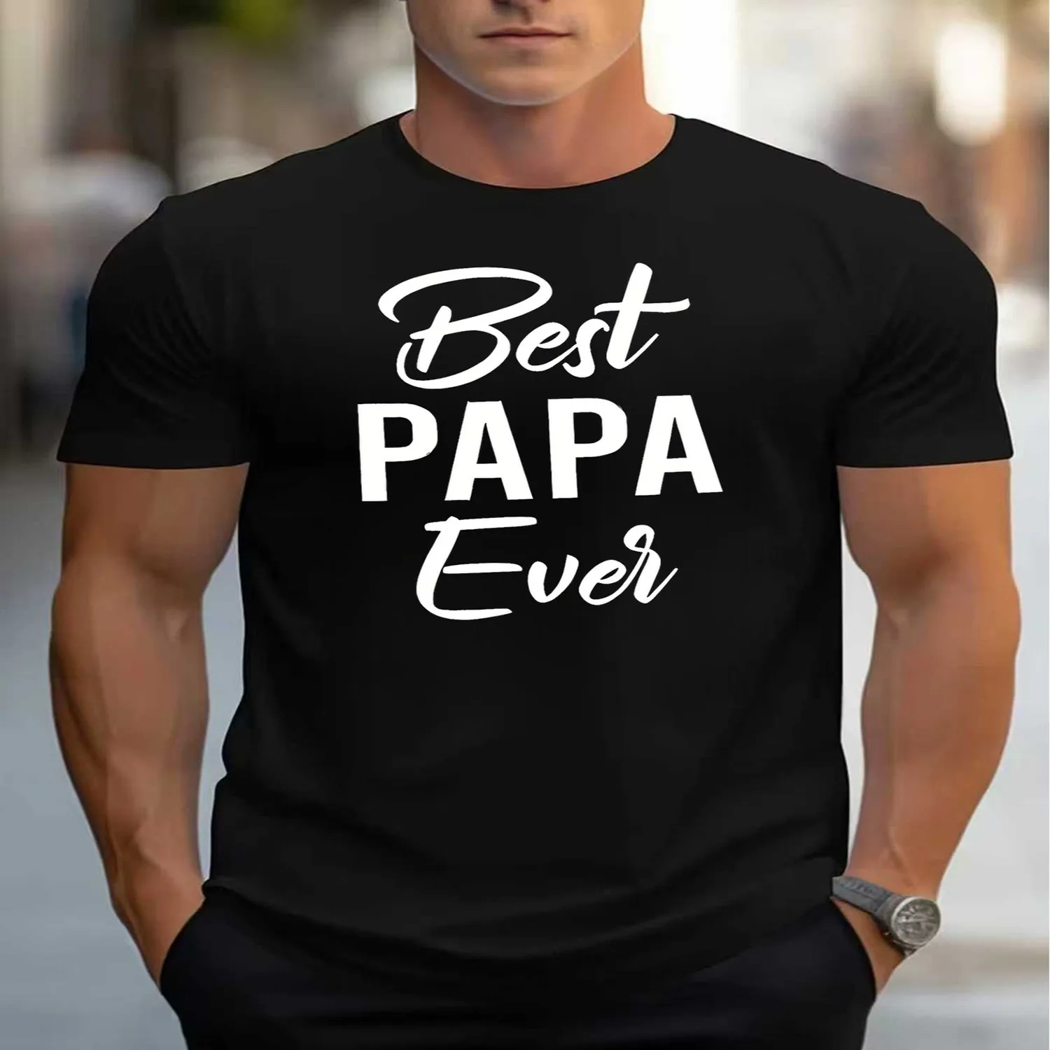 Men'S Casual T-Shirt Featuring a Graphic Print That Celebrates The Best for Dad Ever, Ideal for Father'S Day And Daily Use, Making It a Great Present for Fathers, Grandfathers, Or Papas Funny Shirt, Cute Tee,