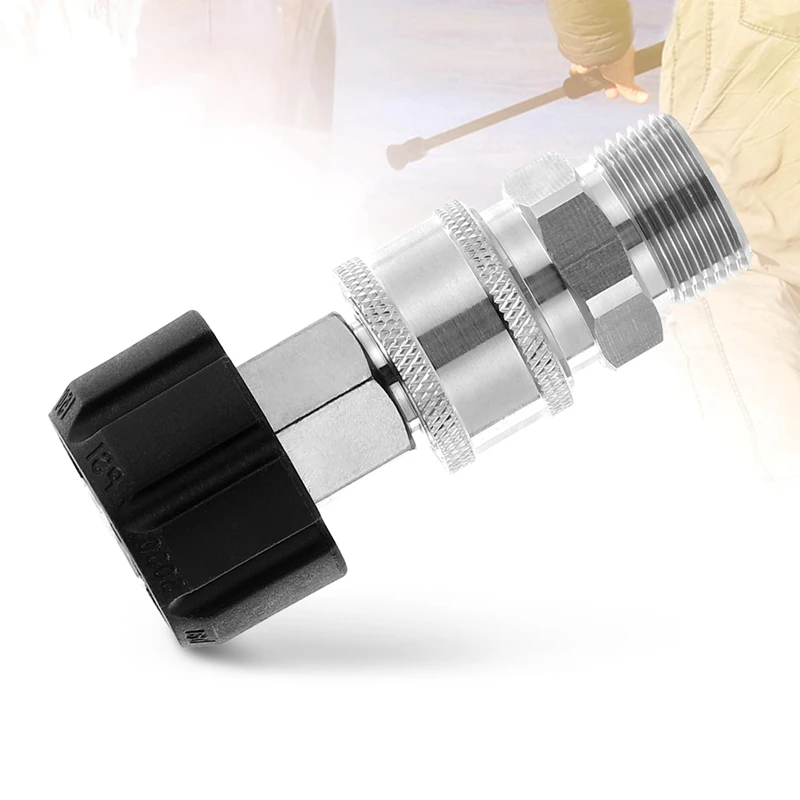 4Pcs Pressure Washer Adapter Set, Quick Connect Kit, M22 14Mm To M22 Metric Fitting, Stainless Steel Easy Install Easy To Use