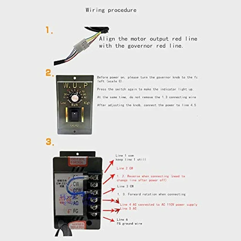 Imagem -03 - Motor Redutor de Engrenagem ac com Controlador de Velocidade Motor Monofásico cw Ccw 6w 220v 9415rpm 2ik6gn-c 2gn15k