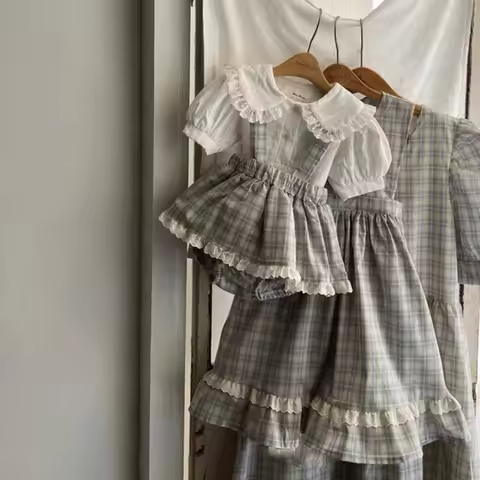 New Summer Children Clothes Baby Girl Party Dress Sleeveless Cotton Grid Infant Baby Romper Kids Princess Dresses Twin clothes