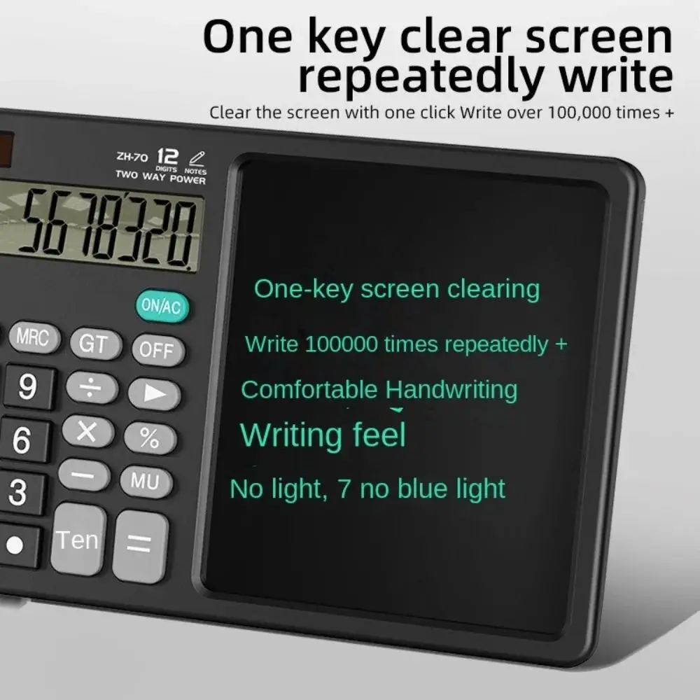 2in1 Scientific Calculator Portable Erasable Office LCD Drawing Pad Multifunctional Large Screen Display