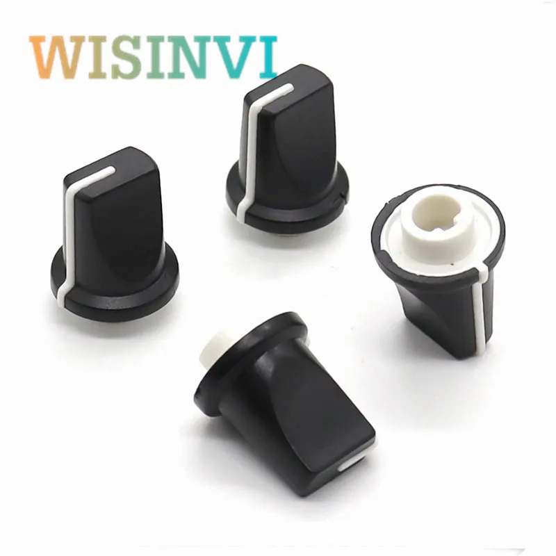 10PCS  10 * 15.5mm 10X15.5mm  black and white plastic pioneer mixer knob half handle D-type inner hole 6mm