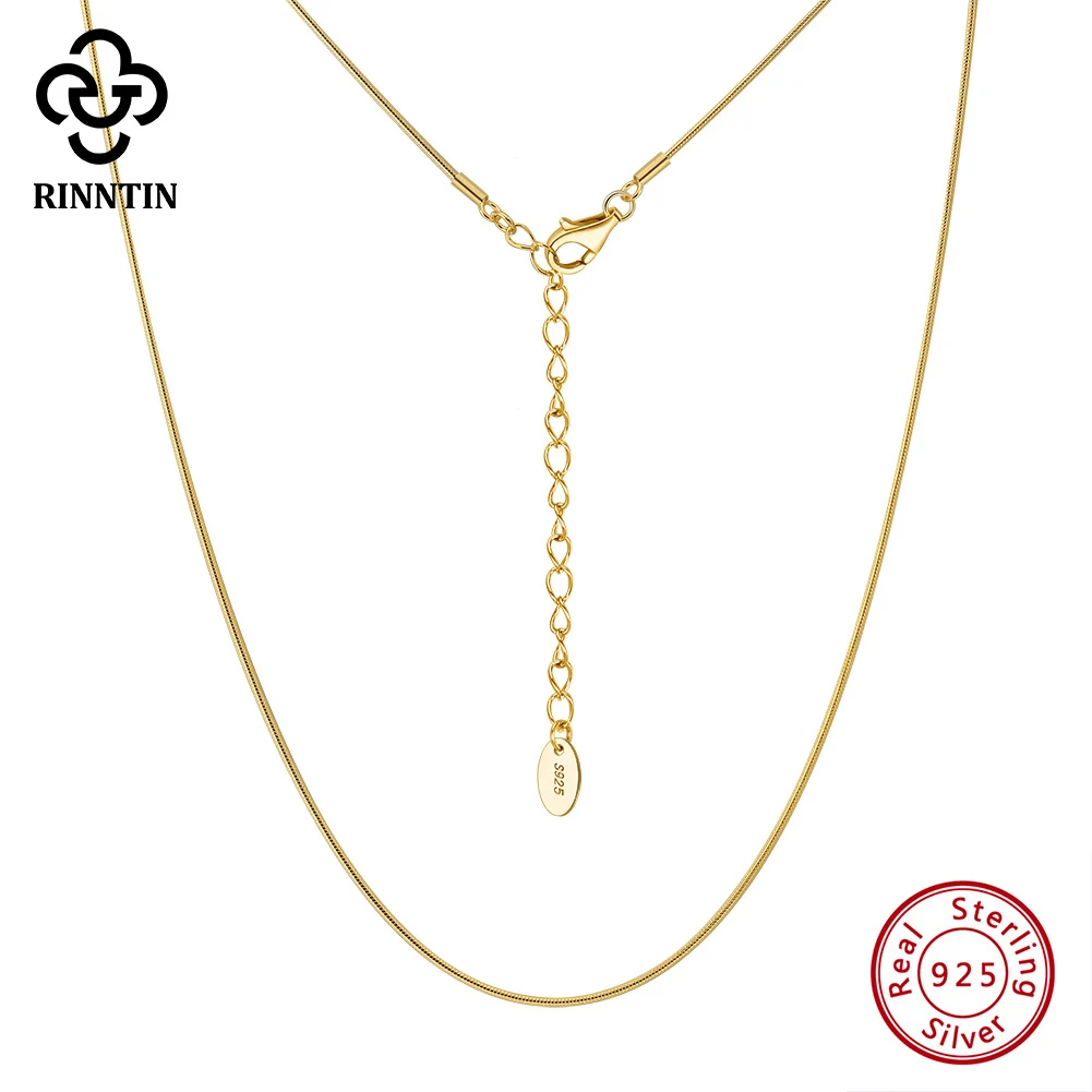 Rinntin 0.8mm Thin Real 925 Sterling Silver Round Snake Chain Necklace Women Girls Herringbone Choker Neck Chains Jewelry SC86