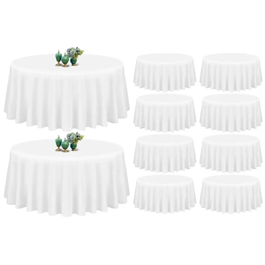 

Белая круглая скатерть 90 дюймов, моющаяся, из полиэстера, для круглых столов, устойчивая к пятнам и складкам, декоративная.