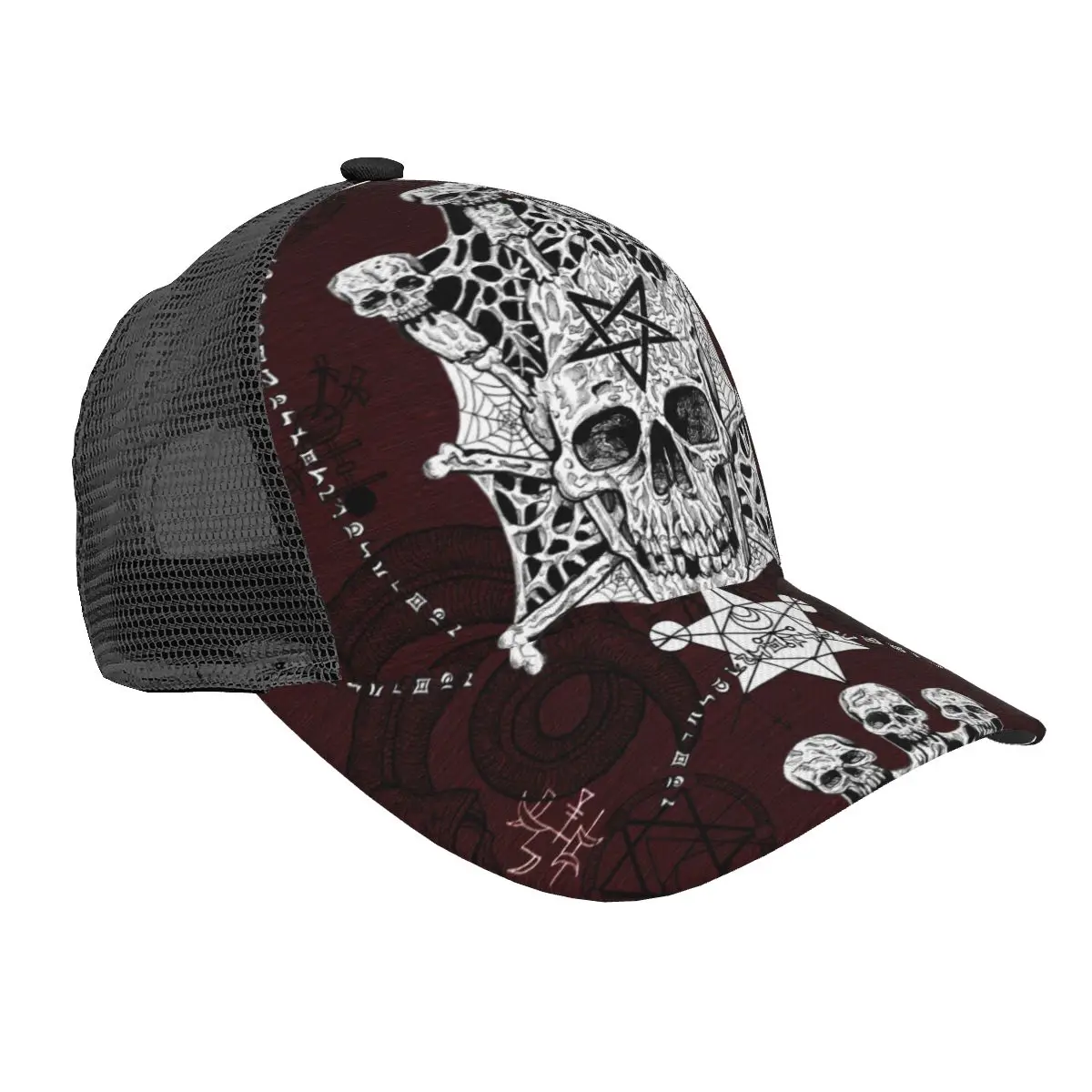 Summer Unisex Baseball Cap Male Female Breathable Mesh Snapback Hat Evil Skull And Mystic Pentagram Casual Sport Hat