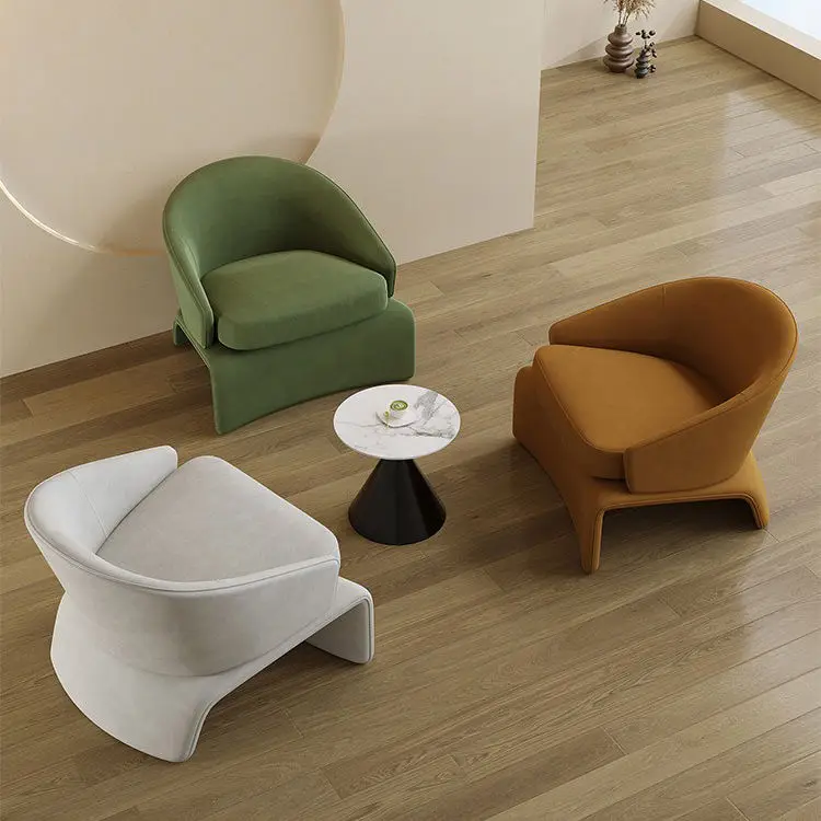 Teddy Velvet Leather Single Leisure Chair Italian Light Luxury Modern Creative Sofa for Balcony Hotel Lobby Reception Room