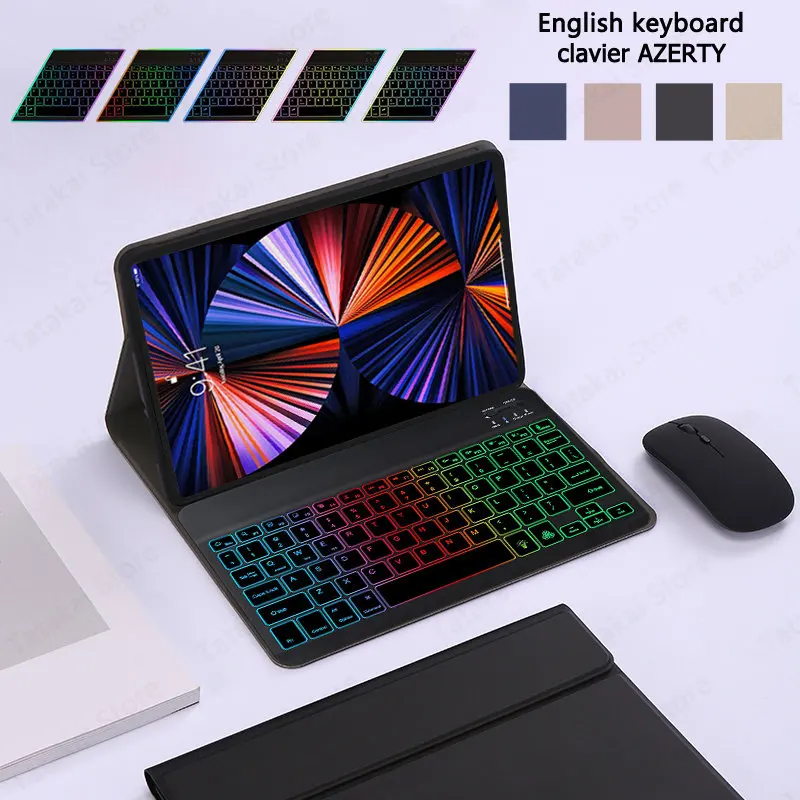 

Rainbow Backlit Keyboard Case Clavier Azerty for Xiaomi Redmi Pad Clavier Azerty Keyboard for Coque Redmi Pad Case 10.61'' 2022