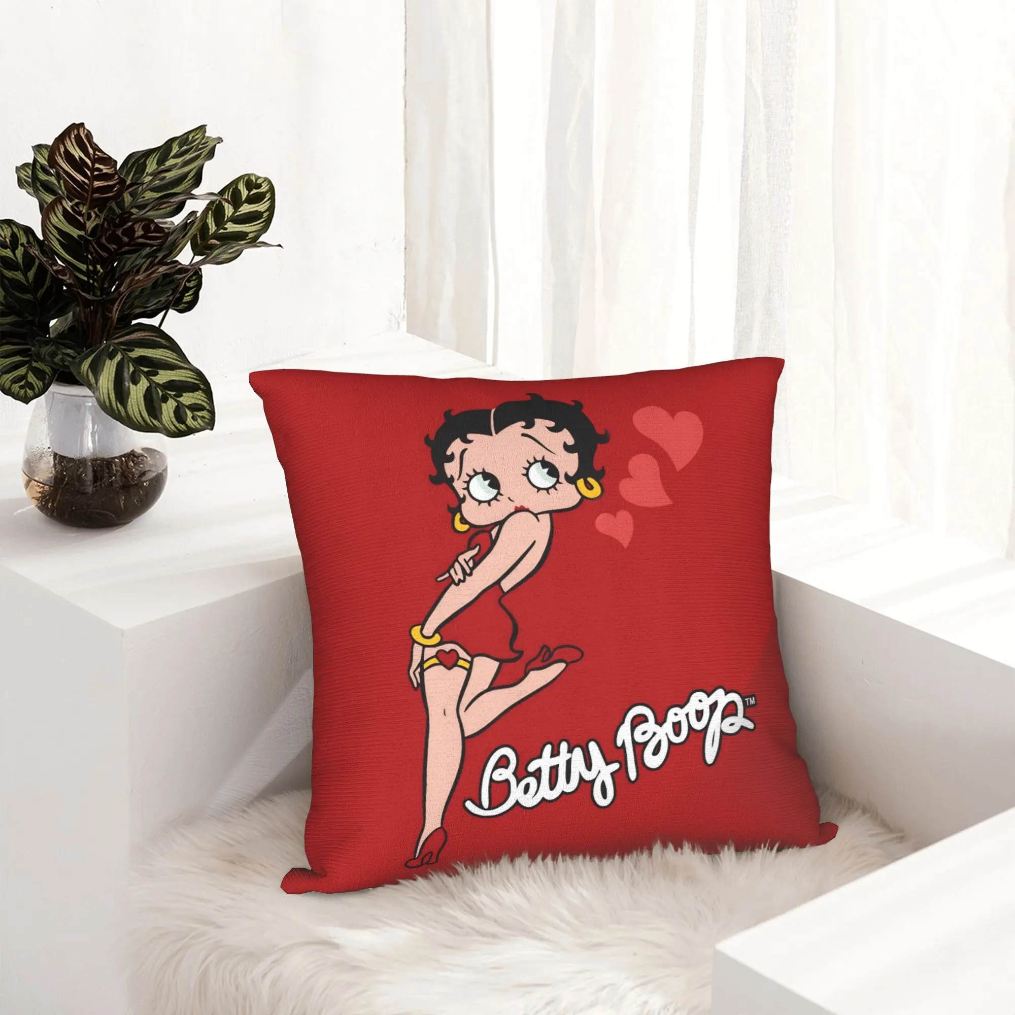 Anime B-Betty BoopS Pillowcase Printed Polyester Cushion Cover Decorative Cartoon Throw Pillow Case Cover Sofa Square 45*45cm