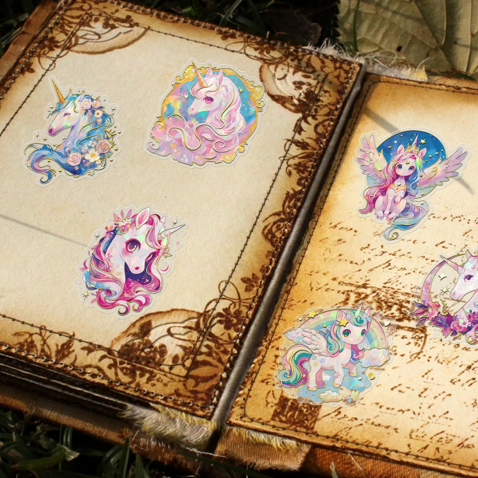 30Pcs Cartoon Dream Series Pet Stickers, 3D Laser Transparent DIY Decor Skateboard Hot Stamping Stickers