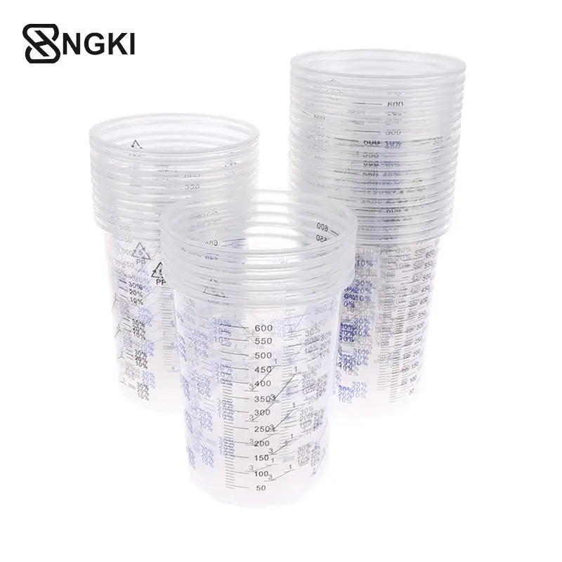 Transparent Plastic With Printed Pp Engraved Measuring Cup Disposable Clear Graduated Plastic Mixing Cups For Paint UV Resin