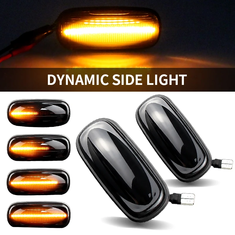 2Pcs For Land Rover Defender Freelander Discovery 2 Smoked Lens LED Side Marker Lamp Dynamic Amber Turn Signal Light No Errors