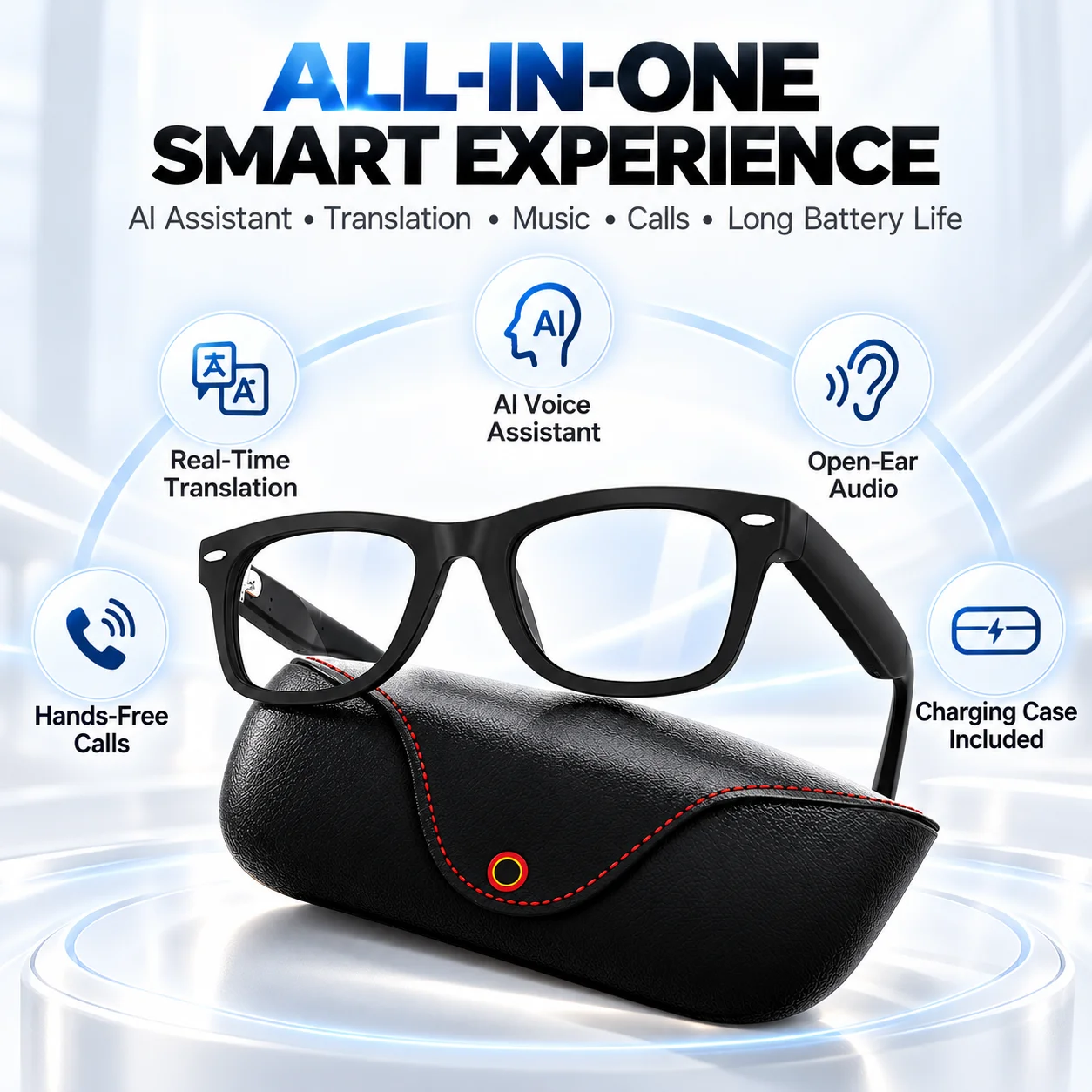 AIスマートグラス Bluetooth 5.4 リアルタイム - Smart Audio Glasses Touch Control のレビューと価格