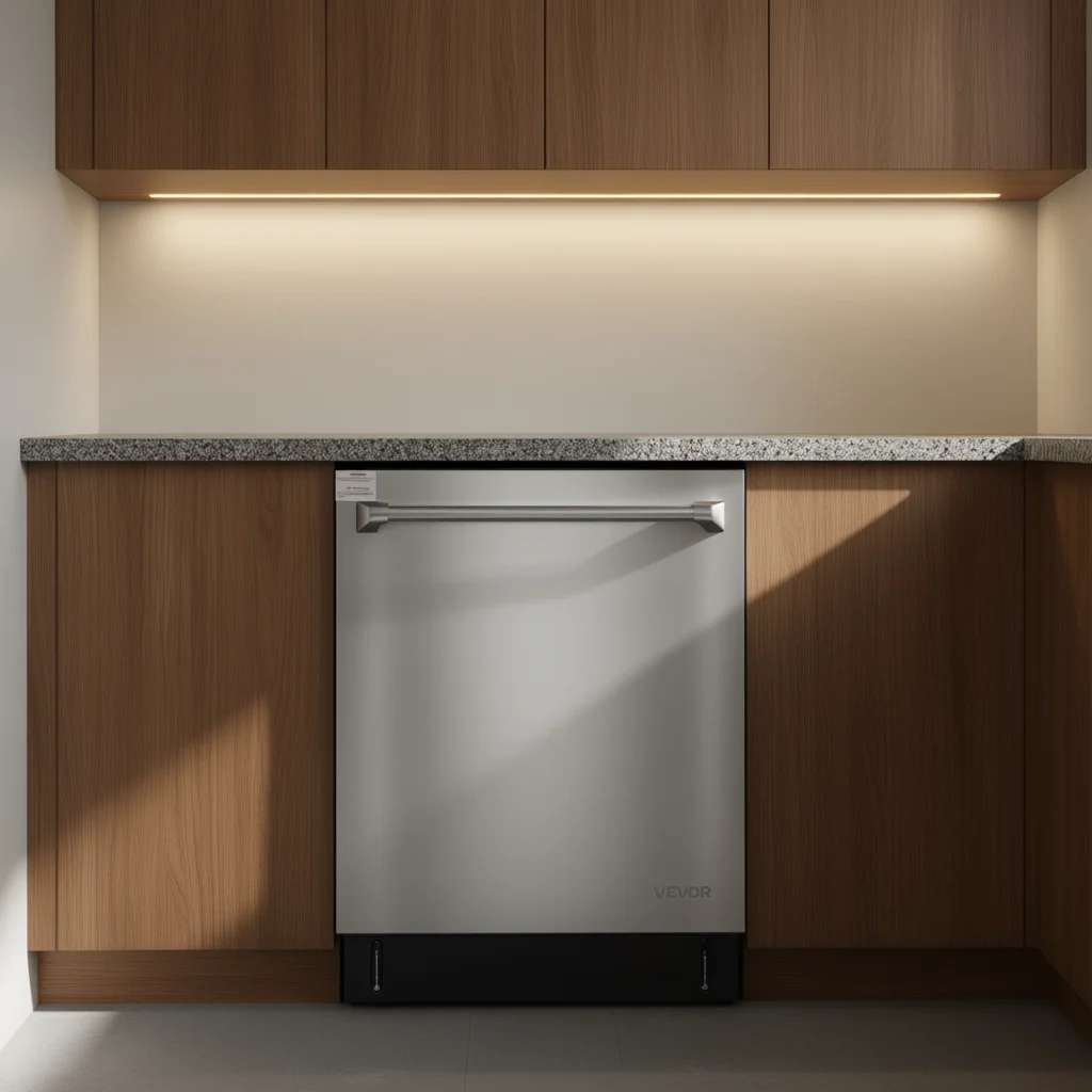 Built-In Dishwasher 24 Inch Stainless Steel 14 Place Settings 8 Programs Low Noise Kitchen Appliance