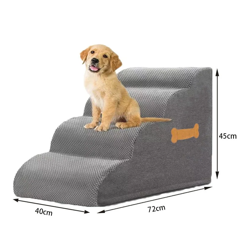 Dog Stairs Ramp for High Beds Couches, High Density Foam Pet Steps with Durable Non-Slip Waterproof Fabric Cover, Dog Stairs