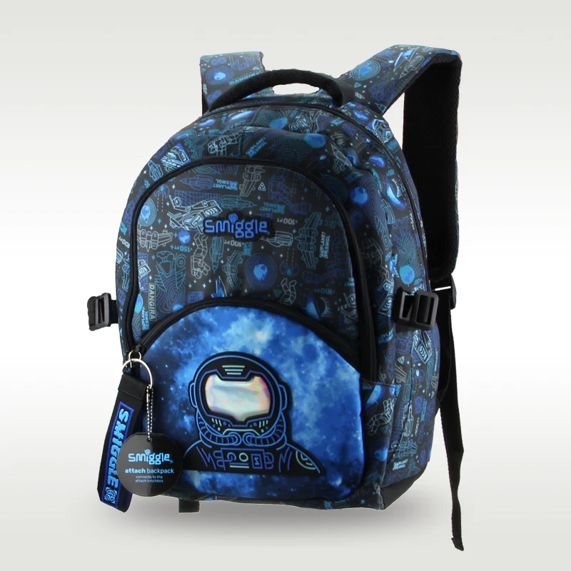 Australia Original Smiggle High Quality Boys Kindergarten Bag Black and Blue Astronaut Backpack Children's Cute School Bag