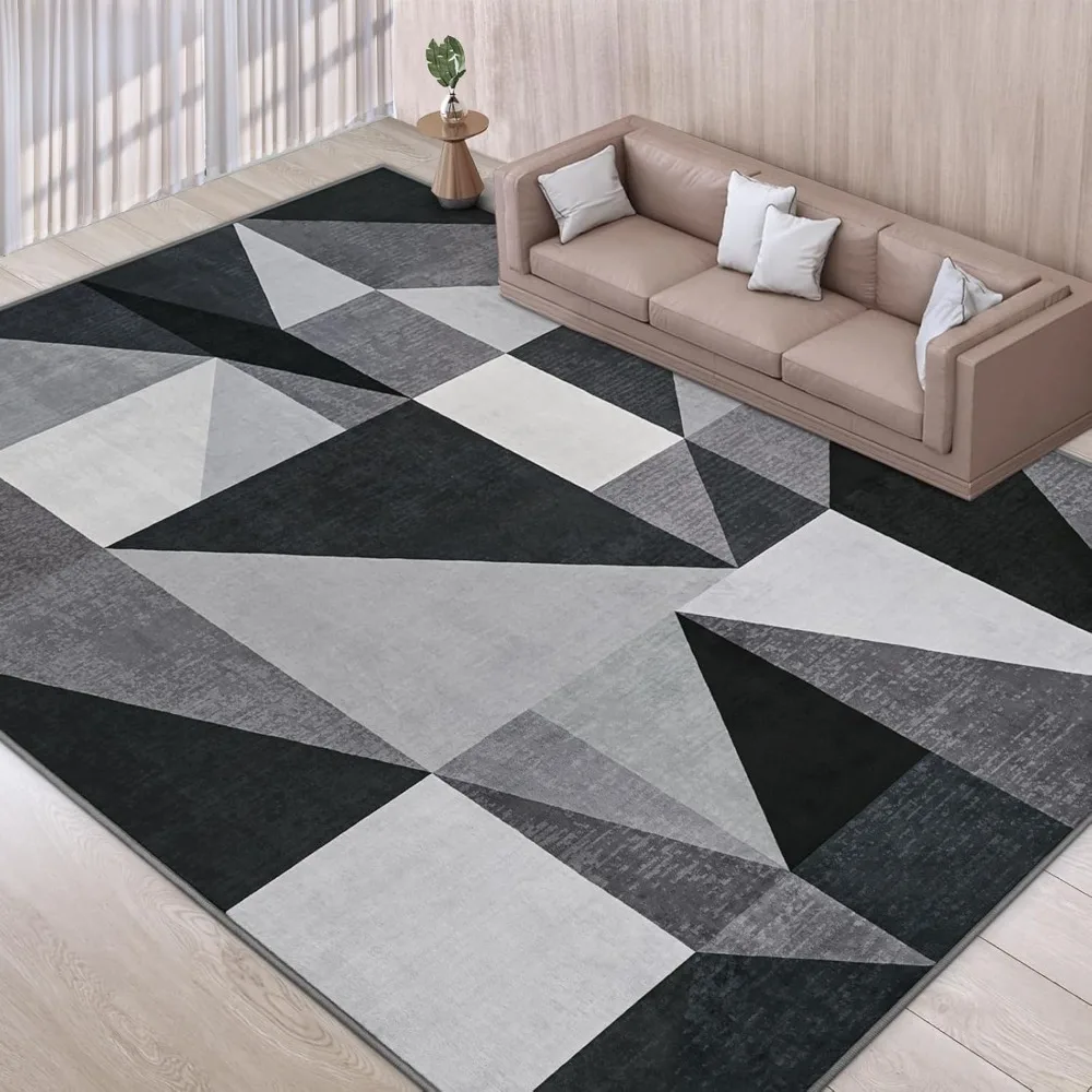 

Indoor Modern Geometric Area Rug, 6x9 Feet, Washable Large Rugs for Living Room and Bedroom, Suitable for Hardwood Floors