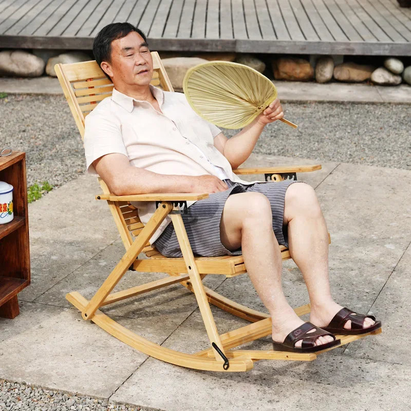 Foldable free chair patio stool rocking recliner folding summer lunch break bench balcony lazy leisure bench
