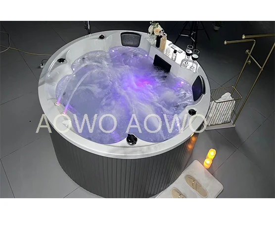 Big Waterfall Massage Whirlpool Round Massage Bathtub Outdoor Thermostatic Bath