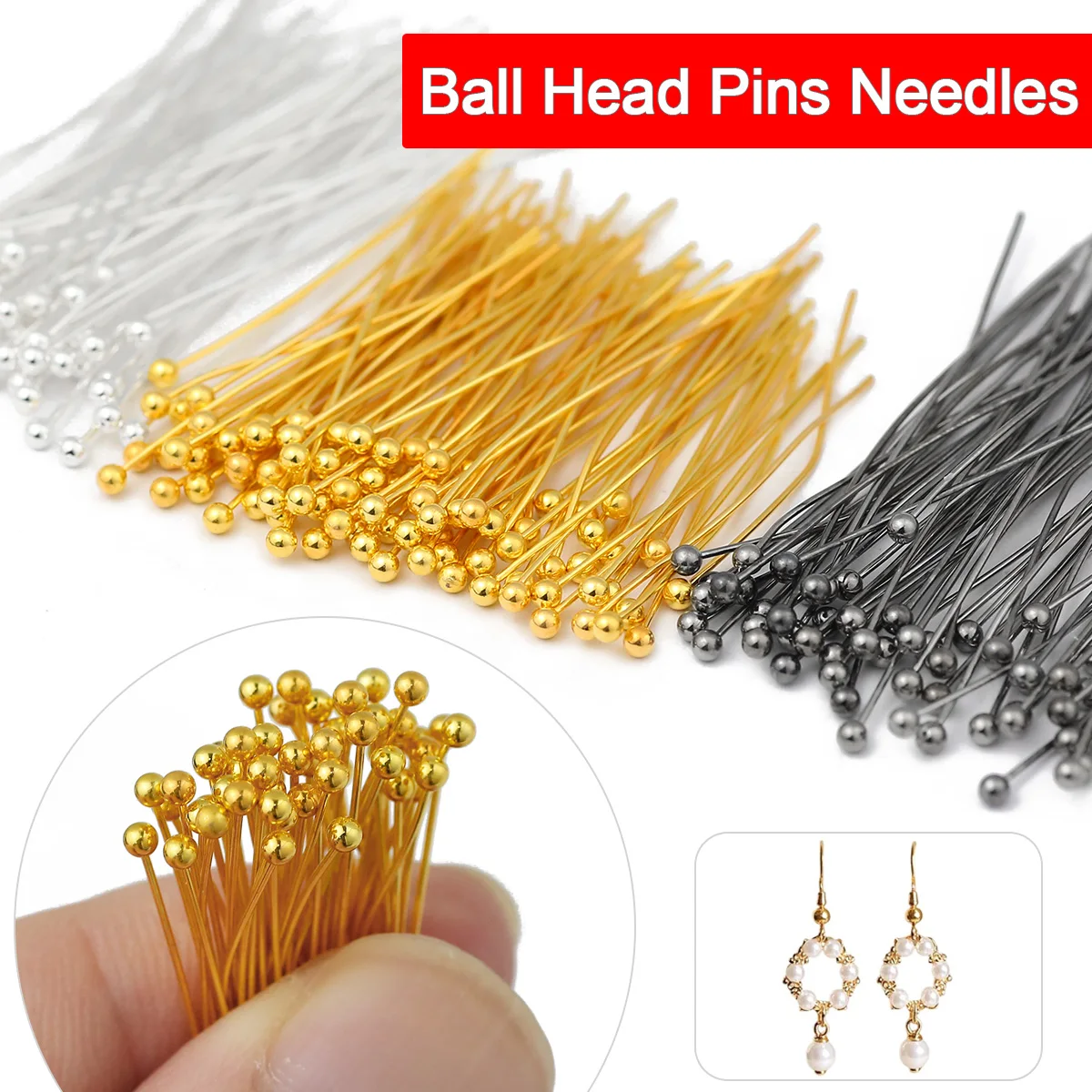

200pcs 16/20/25/30mm Golden Silvery Color ball Head Pins Jewelry Making Materials For Handmade DIY Pendant Earrings Accessories