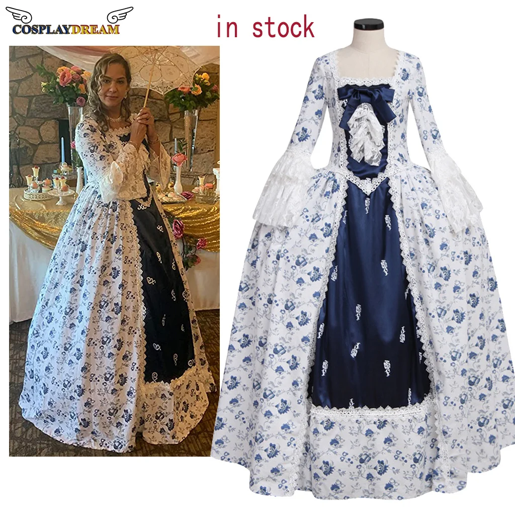 （in stock）1790s Women's Victorian Rococo Dress Inspiration Maiden Costume Classic Rococo Floral Dress Halloween Dress