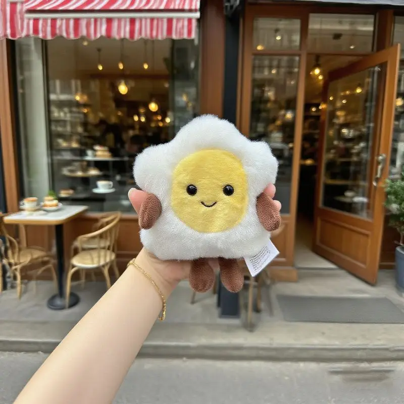 15*15 cm Pluche Gebakken Ei Speelgoed Kawaii Wit Bruin Voedsel Gevulde Pluche Cartoon Speelgoed voor Jongens Meisjes Verjaardag Kerstcadeaus