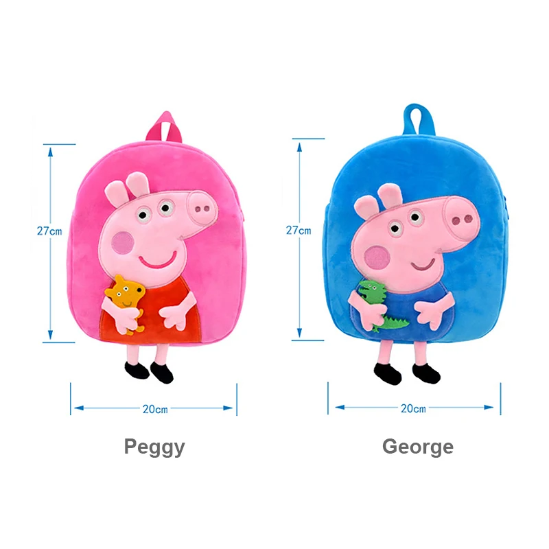 Cartoon Peppa Pig Plush Kindergarten Single Shoulder Bag Backpack Soft Stuffed George Wallet Candy Toys Pink Student Kids Gifts