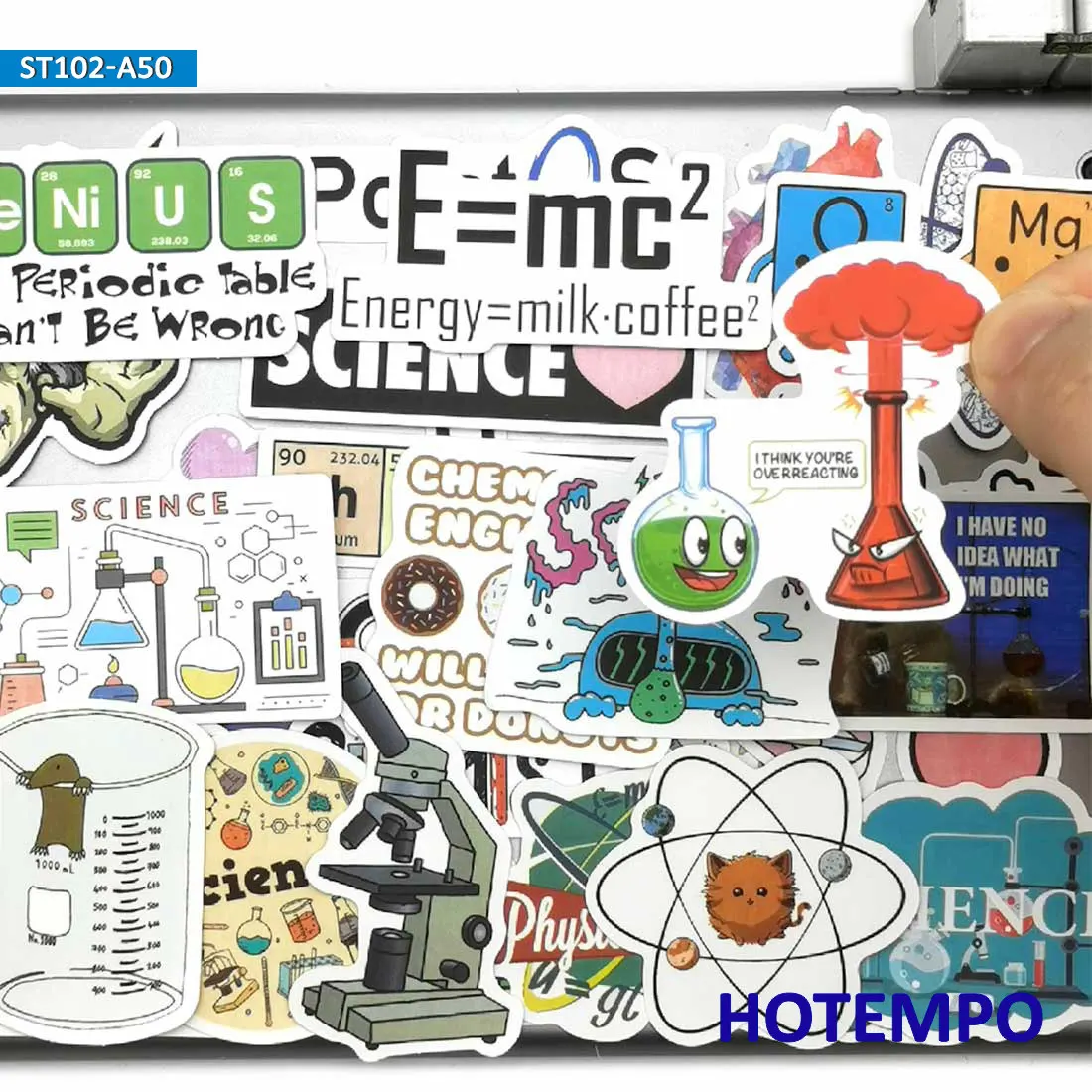 50ピース、 実験室の化学、 数学記号、 元素式、 科学ステッカー、 スクラップブック、日記、荷物、電話、ラップトップ、車、バイク、オートバイ、スケートボード、ヘルメット、 ステッカーおもちゃ