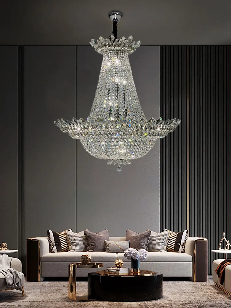 

2024 Trendy K9 Crystal Series Chrome LED Chandelier Lighting Hanging Lamps Lustre Suspension Luminaire Lampen For living Room