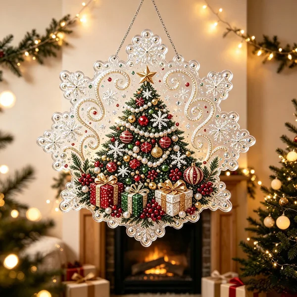 20X20CM Diamond Painting 3d Mixed-sized Pearl Beads Christmas Pearl Suncatcher Kit For Diy Craft Metal Chain Festive Wall Decor view 6