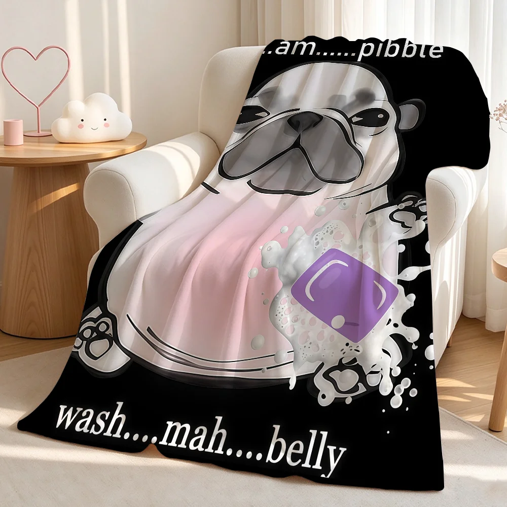 Funny I am Pibble Wash My Belly Dog Blanket Warm Fuzzy Plush Throw Comfortable Skin Friendly Soft Sofa Living Room Bed Bedspread