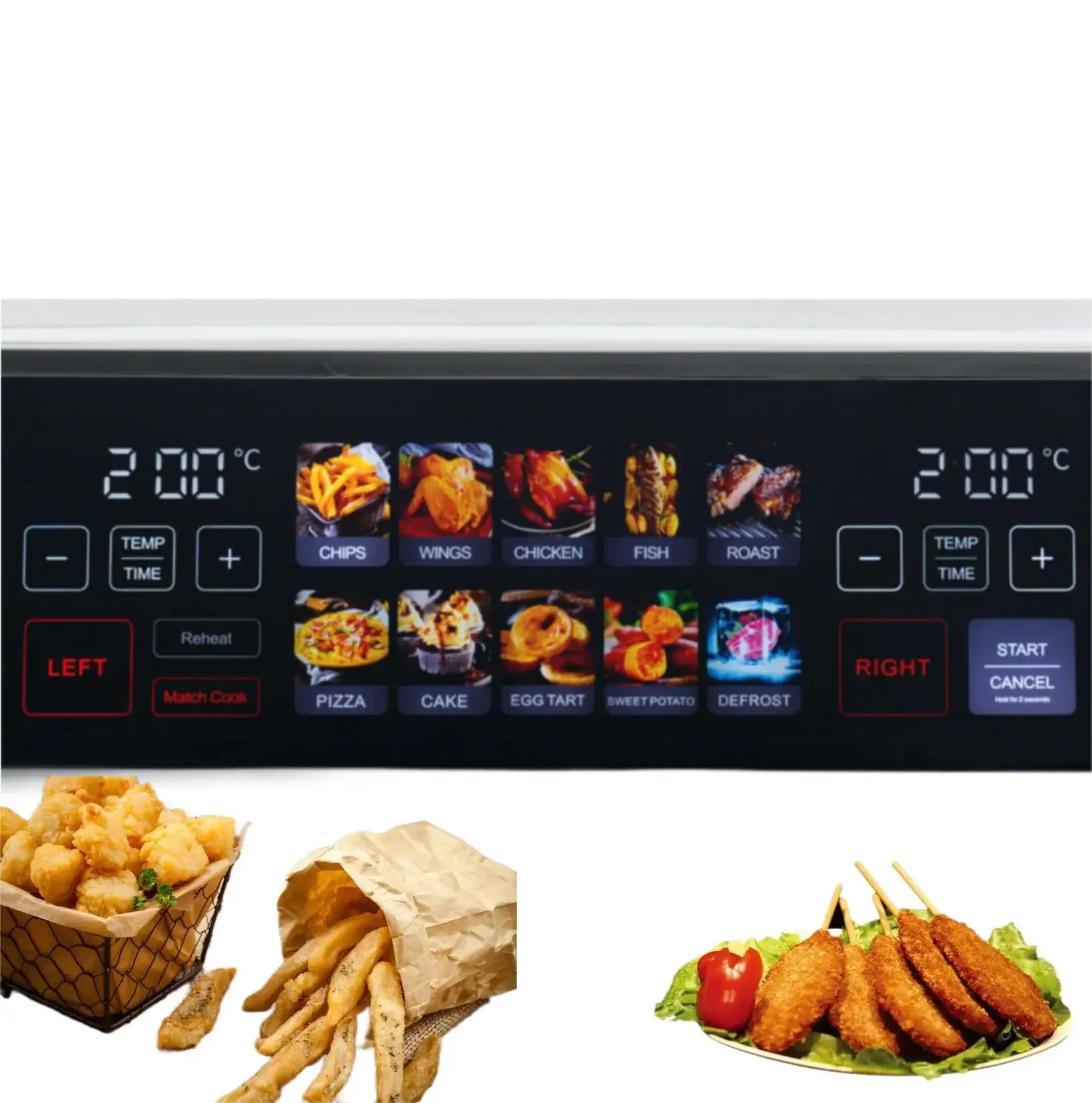 

-Dual Basket Air Fryer 2 Drawer Oil-Free Smokeless Electric Air Fryer With Dual Basket With Metal Inner Housing