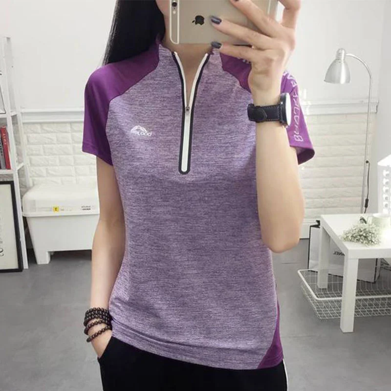 Outdoor hot sale quick-drying men women short-sleeve collar half-sleeved stretch breathable sports T-shirt lover climbing shirt