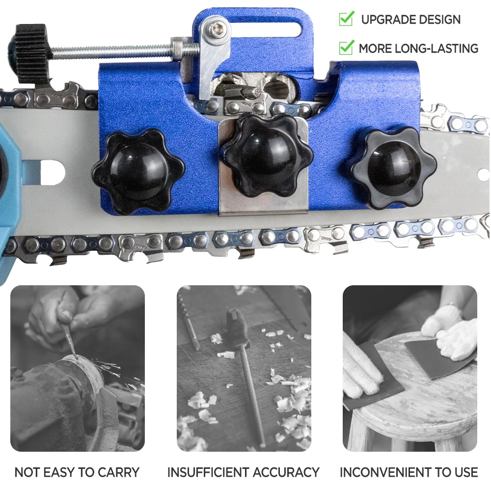 Portable Chainsaw Sharpener Kit Hand Crank & Electric Saw Tool Set Fast Sharpening Stones for Woodworking Garden Chainsaw Chains