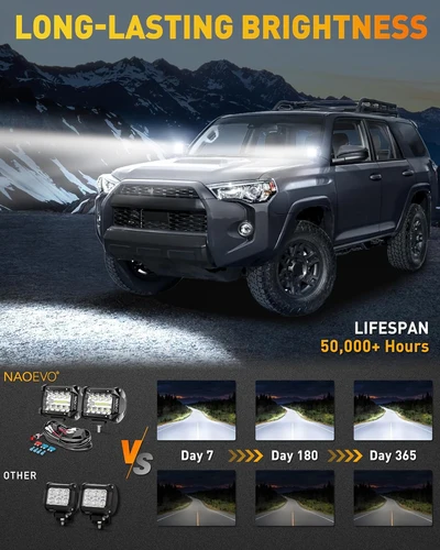 Imagen 2 del producto NAOEVO 4 pulgadas 2 uds luces LED Pod Spot inundación Combo LED niebla conducción 4x4 luces todoterreno luces de trabajo para camión barco ATV UTV Jeep