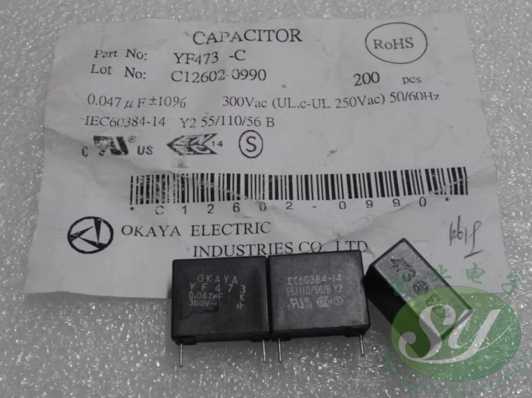 

5PCS OKAYA 0.047uf/300vAC 47nf 473 Y2 New 15mm thin film capacitor YF473