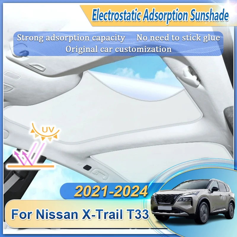 

Car Roof Sunshade Fit For Nissan X-Trail T33 2021 2022 2023 2024 Sunroof Sunshade Skylight Shading Heat Shield Auto Accessories