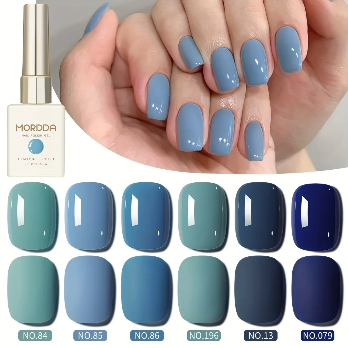 

MORDDA 6 шт., 15 мл, набор синих серий, гель-лак для ногтей, ниша, милый классический дизайн в классическом стиле, высокая прочность, высокая долговечность
