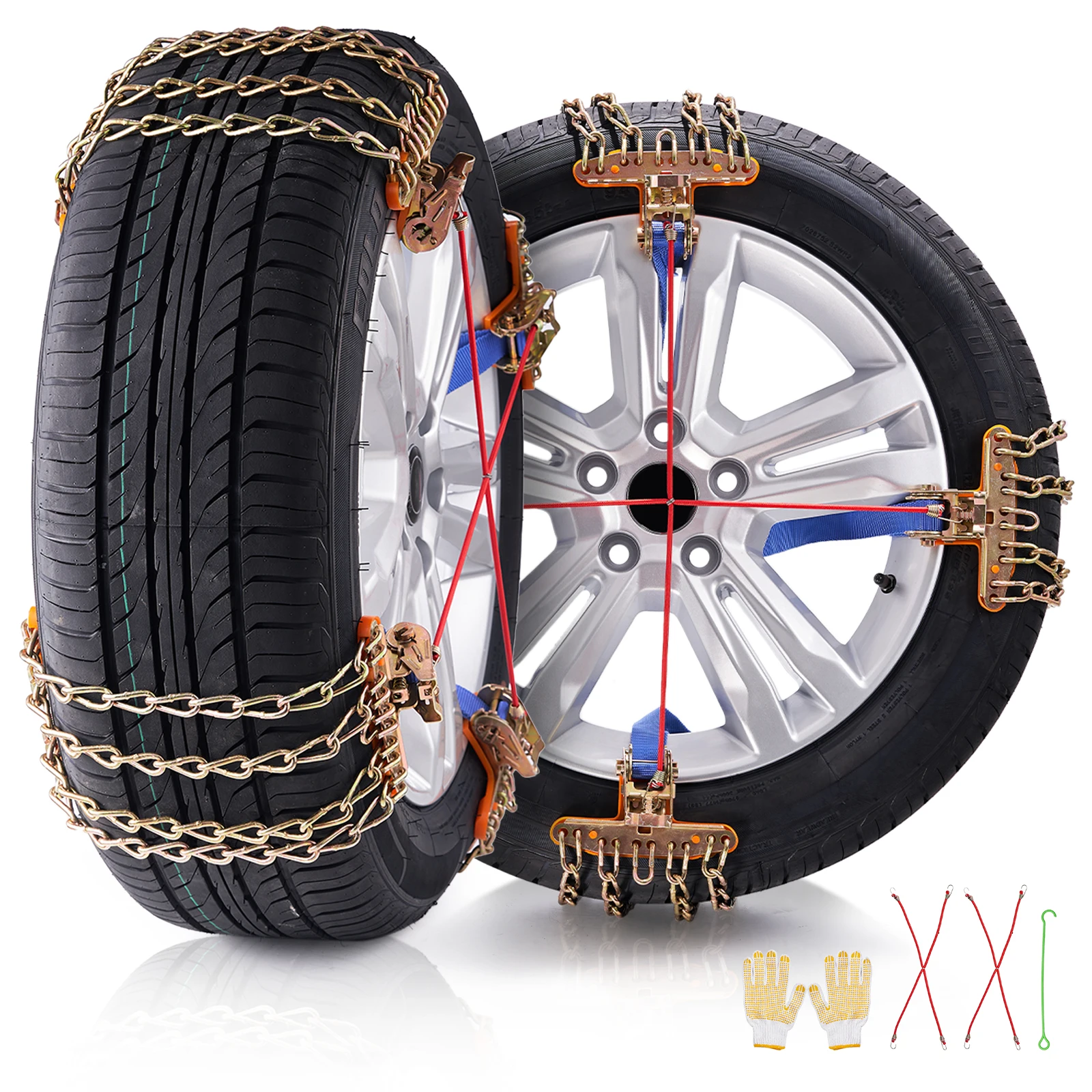 VEVOR Snow Chains, Tire Traction Wheel Chains , Manganese Alloy Steel Emergency Tire Chains for Cars, Pickups, SUVs, and Trucks