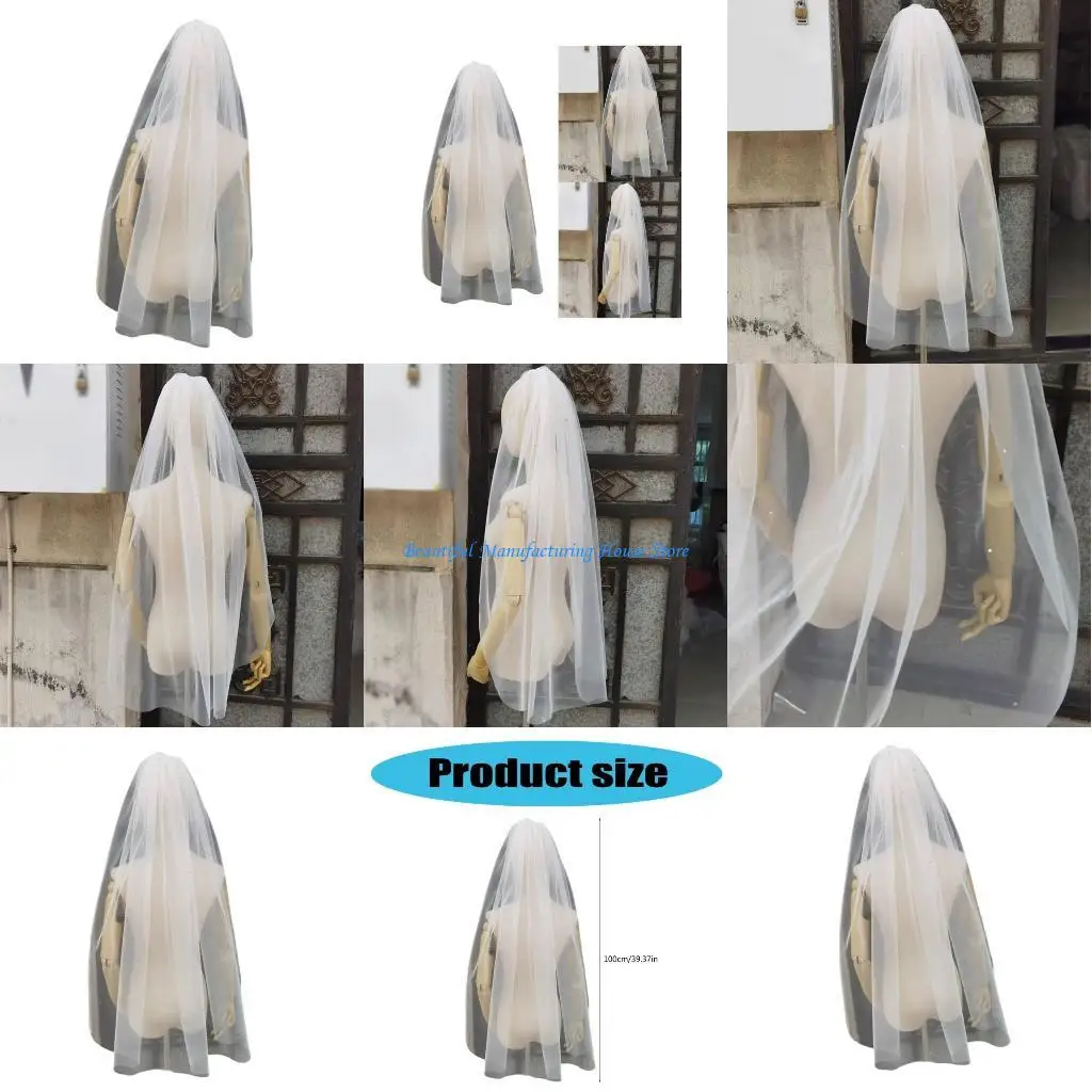 

E56A Beautiful Bridal Veils Sweet Styles Veils Luxurious Wedding Veils with Comb Chapel