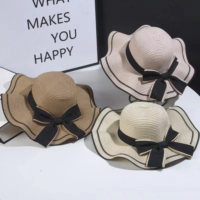 Female Summer Straw Hat Big Wide Brim Beach Sun Hat Straw Floppy Sun Block UV Protection Hat Ladies Outdoor Travel Straw Hat