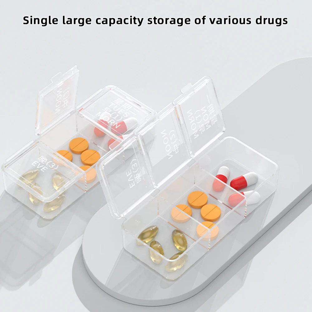 Travel Weekly Pill-Box Portable 7 Days Tablets Case with Dustproof Lid Daily Medicine Box for Vitamins Spender Pillendose