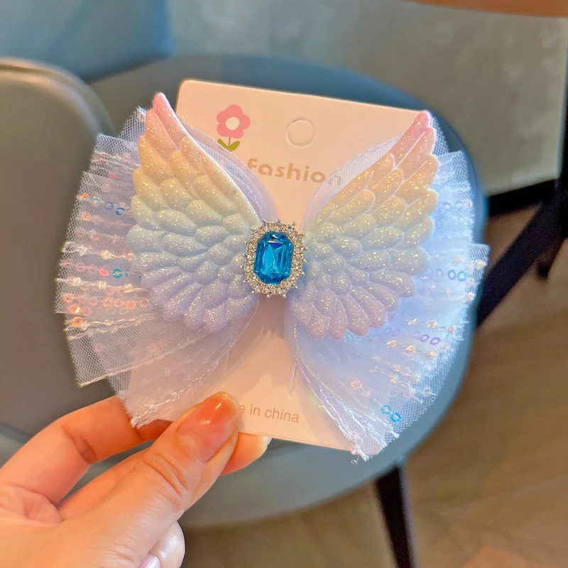 

1PC New Princess Angel Wing Sequin Bow Hairpins Lovely Headwear Hairgrips Hair Barrettes Hair Accessories