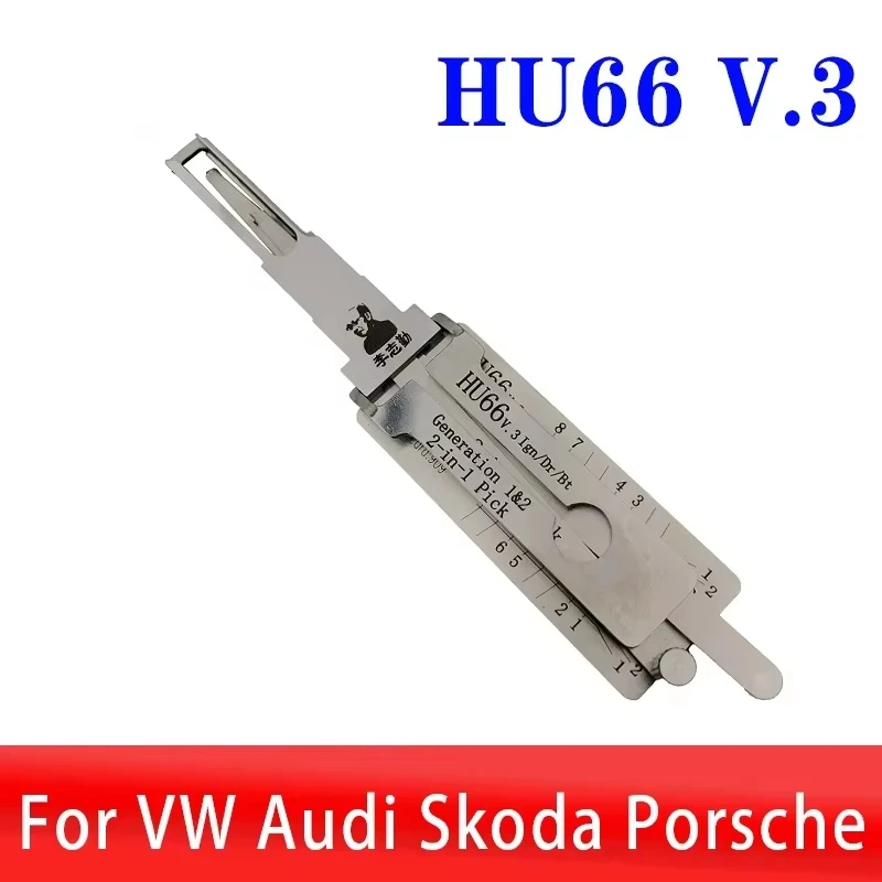 Ferramenta de Abertura de Portas de Carro Lishi 2-em-1 HU66 V.3 para Profissionais de Segurança Automotiva VW Audi Porsche