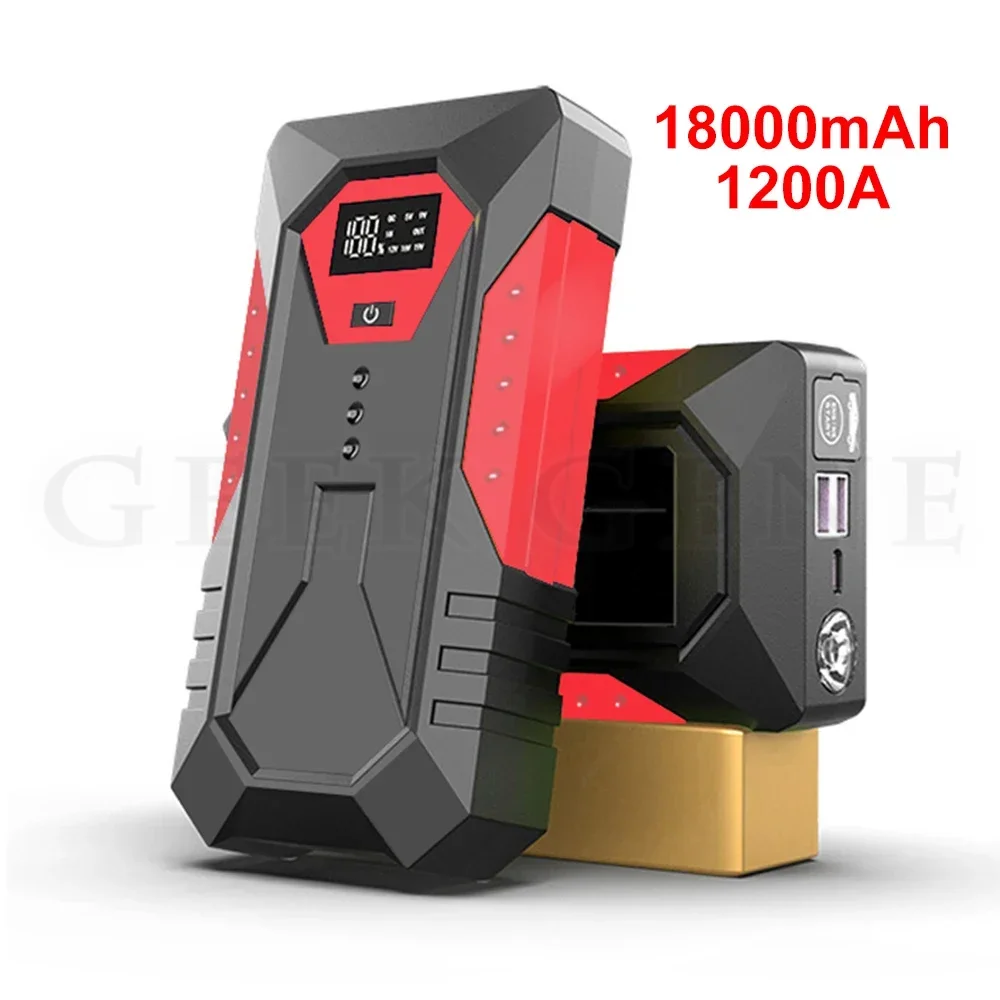 New 1200A Portable Car Jump Starter 18000mAh Power Bank Car Booster Charger Starting Device Petrol Diesel Car Emergency Buster