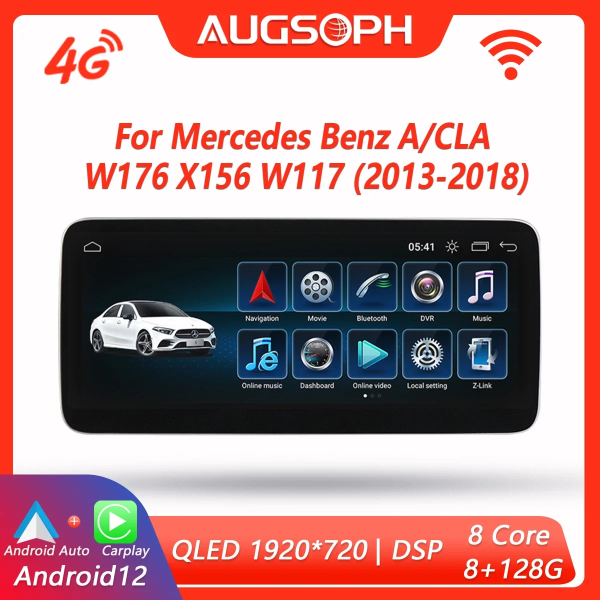 Android 12 Car Radio for Mercedes Benz A/CLA W176 X156 W117 2013-2018, 12.3