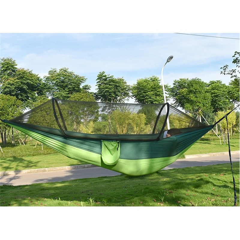 

Outdoor Hammock 2 Person Lightweight Parachute Fabric Outdoor Hammock with Net for Camping Travel 260x140cm