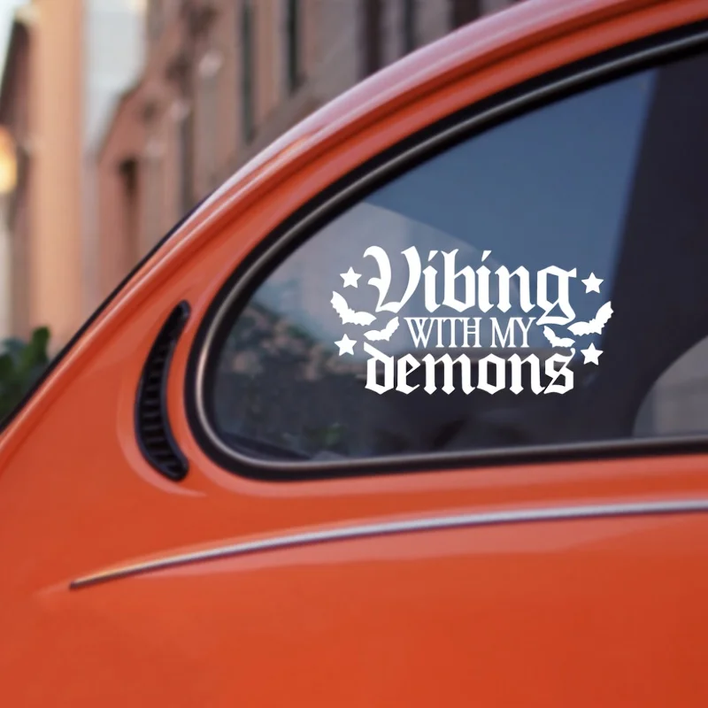 

Resonate with My Demons matte finish, vinyl car sticker for windows and bumpers , self-adhesive, single-use, irregularly shaped