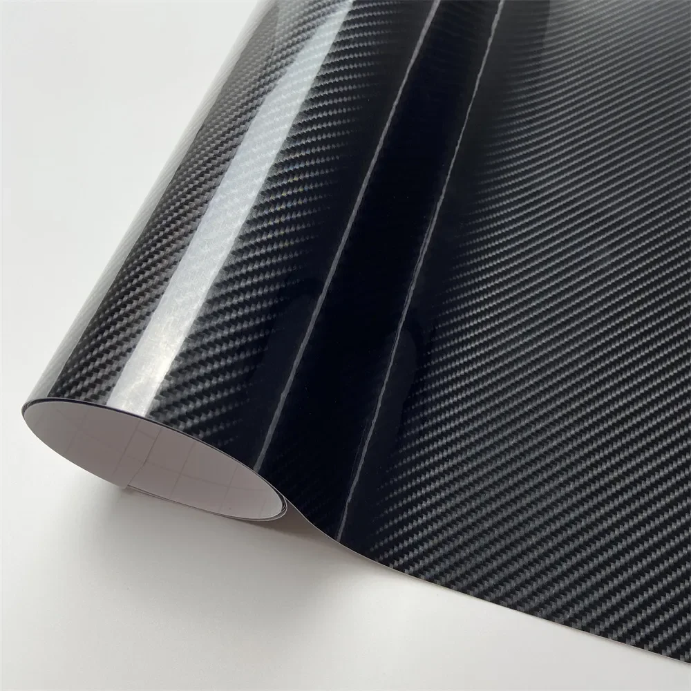 6D Glossy Black Carbon Fiber Car Wrap Vinyl Film Waterproof Self-Adhesive Sticker for Motorcycle Auto Decoration Accessories