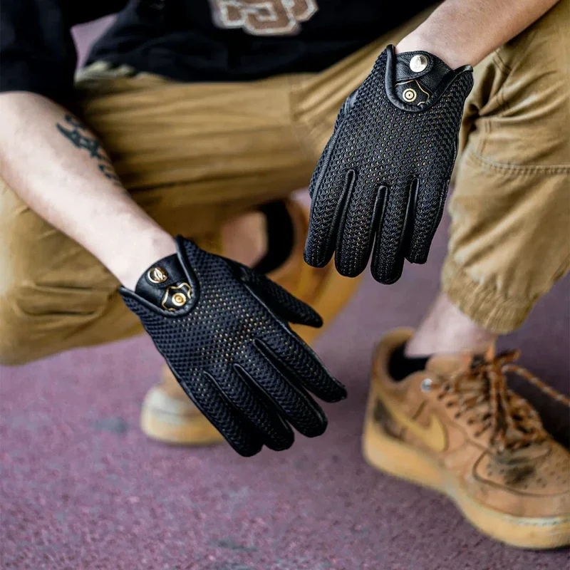 

Breathable Summer Motocross Motorcycle Cycling Gloves with Mesh Ventilation Armor Touchscreen Compatible Leather Design Luvas